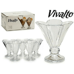 Trade Shop Traesio-set Servizio 6 Pezzi Coppe In Vetro A Forma Di Fiore 30cl Per Gelato -