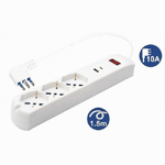 Trade Shop Traesio-multipresa 5 In 1 Usb A + C + 3 Prese Per Schuko / Bipasso / Eu Cavo 1.5mt 80081 -