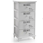 Trade Shop Traesio-cassettiera 4 Cassetti 78x40x31cm Comodino Home Bianco Legno Shabby Multiuso -