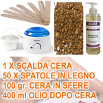 Trade Shop Traesio-kit Depilazione Ceretta Brasiliana Con Scaldacera Spatola In Legno Olio Sfere -