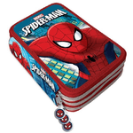 Trade Shop Traesio-astuccio Portapastelli Scuola 3 Zip Spiderman Con Accessori Pastelli Pennarelli -