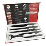 Trade Shop Traesio-set 5 Coltelli Da Cucina In Acciaio Effetto Carbonio Piu Pelapatate -