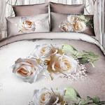 Trade Shop Traesio-completo Letto 3d Lenzuola Matrimoniale Sotto Sopra Copricuscini Rose Bianche -