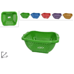 Trade Shop Traesio-cesto Cestino Quadrato Forato Multiuso 30cm Scola Frutta Verdura Cucina Colorato -