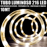 Trade Shop Traesio-tubo Luminoso 216 Led Bianco Caldo 10 Mt 3vie Uso Interno/esterno + Controller -