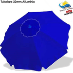 Trade Shop Traesio-ombrellone Da Spiaggia Alluminio 2 Mt Con Snodo Tessuto Polyestere Blu Palo 32mm -