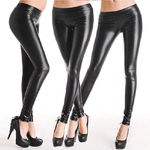 Trade Shop Traesio-leggings Pantalone Da Donna Nero Effetto Pelle Taglia Forte E Pratico Tg. Xxxxl -