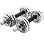 Trade Shop Traesio-coppia Manubri Dumbbell Componibili 15kg Pesi Palestra Fitness Bodybuilding -