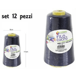 Trade Shop Traesio-set 12 Pz Filati A Cono Filo Poliestere Cucito 3000y 40s/2 Blu Gomitolo Cotone -