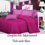 Trade Shop Traesio-completo Letto Lenzuola Matrimoniale Con Copri Cuscini Tinta Unita Colore Rosa -