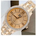 Trade Shop Traesio-orologio Polso Zcc 13 Donna Moda Quarzo Acciaio Brillantini Oro Rosa Fondo Rosa -