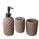 Trade Shop Traesio-set 3 Pz Accessori Bagno Dispenser Bicchiere Porta Spazzolino In Resina -