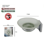 Cleafe-porta Sapone Saponetta Con Piattino Vetro Satinato Parete Bagno Square 59185 -