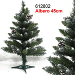 Trade Shop Traesio-albero Di Natale 45 Cm Verde Effetto Innevato Con Pigne Decorazioni Addobbi -