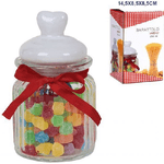 Trade Shop Traesio-barattolino In Vetro Con Tappo Coperchio In Ceramica Decorato Forma Cuore 250 Ml -