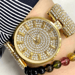 Trade Shop Traesio-orologio Da Polso Donna Acciaio Analogico Moda Fashion Brillantini Strass Dorato -