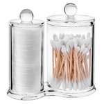 Cleafe-organizer Doppio Comparto Porta Dischetti Struccanti Cotton Fioc Cosmetici Espositore -