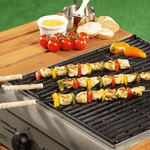 Trade Shop Traesio-set 8 Pezzi Spiedini Per Barbecue Con Manico In Legno 38 Cm Bbq Collection -