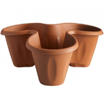 Trade Shop Traesio-vaso Testa Trifoglio 40x16cm In Plastica Colore Terracotta Sovrapponibile Piante -