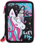 Trade Shop Traesio-astuccio Triplo Unicorn Gopop Portapastelli Penne Pennarelli Accessori Scuola -