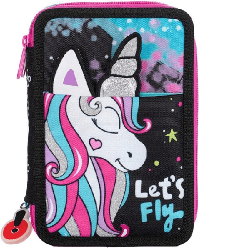 Trade Shop Traesio-astuccio Triplo Unicorn Gopop Portapastelli Penne Pennarelli Accessori Scuola -