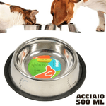 Trade Shop Traesio-ciotola Per Cani Gatti In Acciaio 21 Cm Antiscivolo Per Cibo Acqua Crocchette -