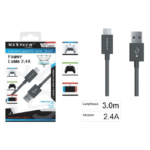 Maxtech-cavo Usb Type C Ricarica Joystick Controller Ps5 Xbox Switch Usb-c 2.4a F-tc018 -