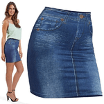 Trade Shop Traesio-gonna Elasticizzata Slim Skirt Effetto Jeans Modellante Dimagrante Tag. Unica -