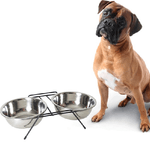 Trade Shop Traesio-ciotola Doppia Rialzata Per Cani 2 Per 22cm Con Supporto Cibo Acqua In Metallo -