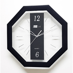 Trade Shop Traesio-orologio Analogico Parete 28 Cm Quadrante Ottagonale Nero Trasparente Plastica -