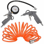 Trade Shop Traesio-kit Compressore Doppia Pistola Soffiaggio Aria Compressa Tubo 5mt Manometro 3pz -