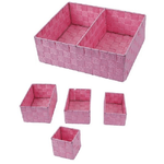 Cleafe-set Scatole In Tessuto Porta Oggetti Organizer Bagno Armadi Scaffali 79083 Rosa -