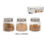 Trade Shop Traesio-set 3 Tris Barattoli Con Coperchio Vetro Contenitori Pasta Biscotti 850ml 747646 -