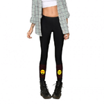 Trade Shop Traesio-collant Pantacollant Nero 80 Den Taglia Unica Tendenza Con Fantasia Stampa Emoji -