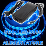 Trade Shop Traesio-kit Striscia Led 5050 Flessibile 5m Adesiva Con Alimentatore 3a Blue Blu Ip65 -