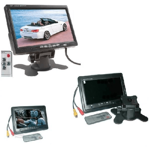 Trade Shop Traesio-monitor Lcd 7" Tft Tv Auto Camper Poggiatesta A Colori Base Regolabile Stand -