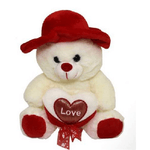 Trade Shop Traesio-peluche Orso Con Cuore Love Cappello Pupazzo Idea Regalo San Valentino 25cm 67914 -