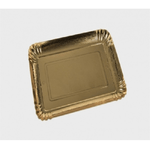 Trade Shop Traesio-5 Vassoio Porta Torta 22x32 Cm 1.4 Mm Oro Rettangolare Piatto Cartone Dorato -