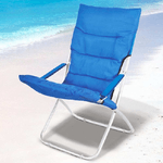 Trade Shop Traesio-spiaggina Sedia Canapone In Acciaio Tessuto Imbottito Pieghevole Relax Blu -