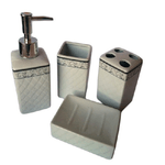 Trade Shop Traesio-set Accessori Bagno Moderno In Ceramica Da Appoggio Design Classico Con Decoro -