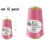 Trade Shop Traesio-set 12 Pz Filati A Cono Filo Poliestere Cucito 3000y 40s/2 Rosa Gomitolo Cotone -