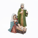 Trade Shop Traesio-presepe Natività In Resina Scenario Sacra Famiglia Decorazioni Natalizie H24cm -