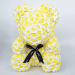 Trade Shop Traesio-orsacchiotto Orsetto Orso Di Rose Con Fiori Rose Da 25cm Colore Giallo E Bianco -