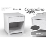 Trade Shop Traesio-comodino Con Casseto Letto Moderno 44x40x36cm Legno Bianco Rovere Sbiancato -