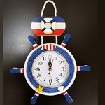 Trade Shop Traesio-orologio Da Parete Analogico Timone Marino Blu Bianco Rosso Design Casa Ufficio -