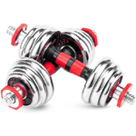 Trade Shop Traesio-set Manubri Pesi Regolabili Componibili Palestra Dumbbell In Acciaio 15 Kg Tot -