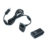 Trade Shop Traesio-batteria E Cavo Di Ricarica Per Controller Xbox 360 Nero Kit 4800mha -