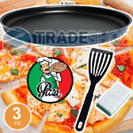 Trade Shop Traesio-kit 3 Pz Per Pizza Fatta In Casa Composto Da Teglia Da 32cm Paletta E Spugnetta -