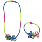 Trade Shop Traesio-collana E Bracciale Fluorescente Multicolor Braccialetto Braccialetti Silicone -