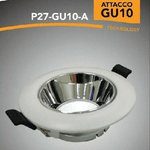 Trade Shop Traesio-porta Faretto Ad Incasso Orientabile Gu10 Bianco E Argento P27-gu10-a -